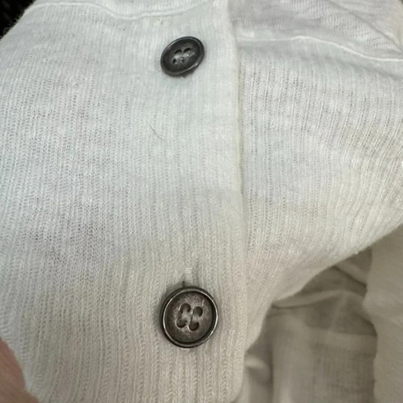 Eileen Fisher Linen Button Front V-Neck Cardigan Coastal Grandma White Women's M - Picture 11 of 14